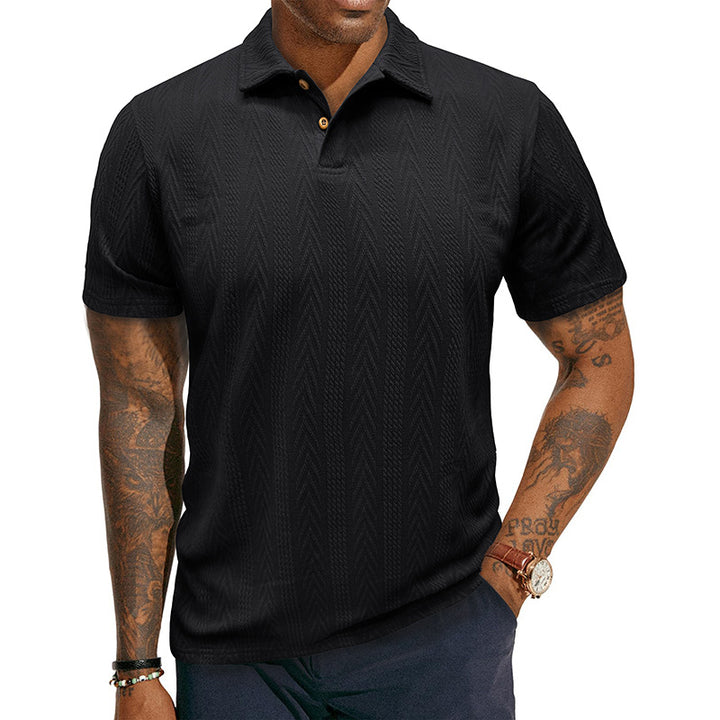 Herren Poloshirt mit strukturiertem Jacquard-Muster und modischem Kragen Aliams
