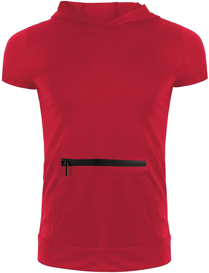 Herren Kurzarm Kapuzenoberteil mit praktischem Reißverschluss Aliams