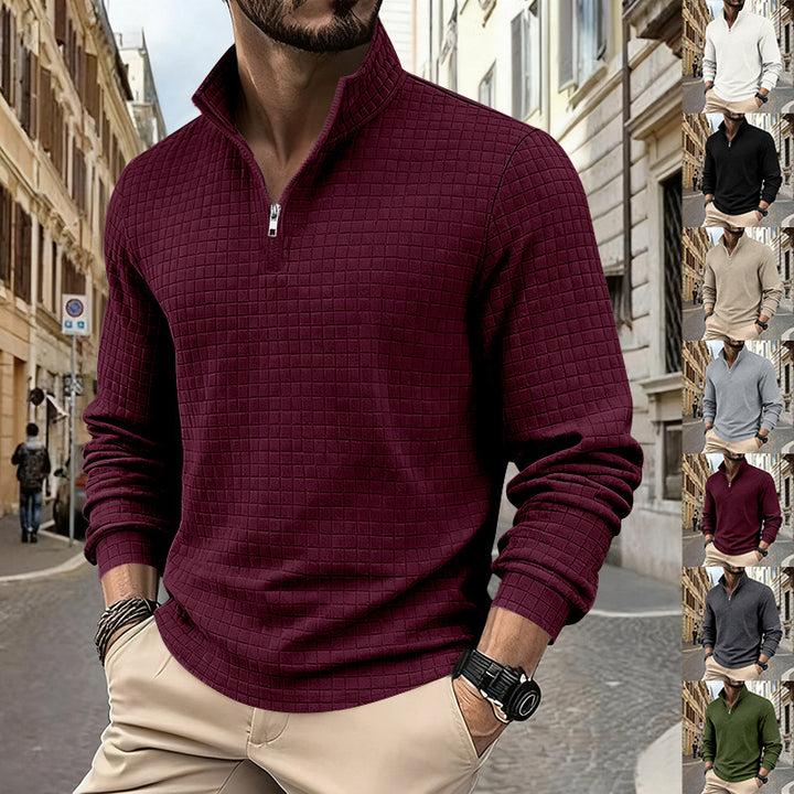 Herren Sweatshirt mit halbem Reißverschluss und strukturiertem Design Aliams