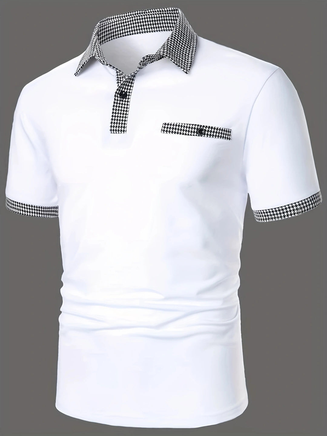 Stylisches Kurzarm-Polohemd für Herren mit karierten Akzenten Aliams
