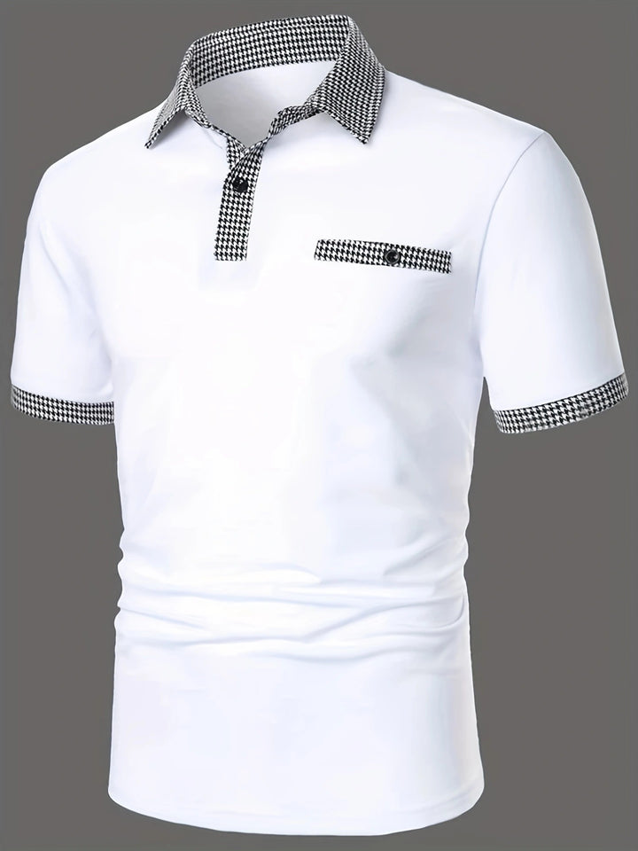 Stylisches Kurzarm-Polohemd für Herren mit karierten Akzenten Aliams