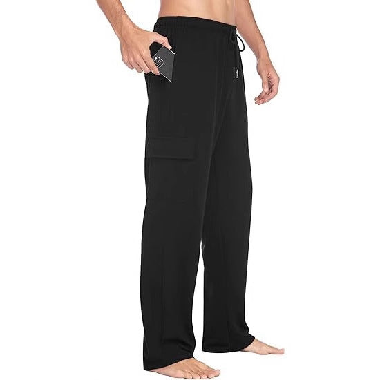 Herren bequeme Cargo-Hose mit elastischem Bund und seitlichen Taschen Aliams