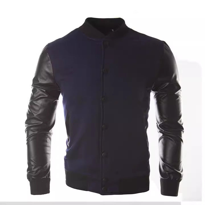 Herren sportliche Bomberjacke mit hochwertigem Lederbesatz Aliams