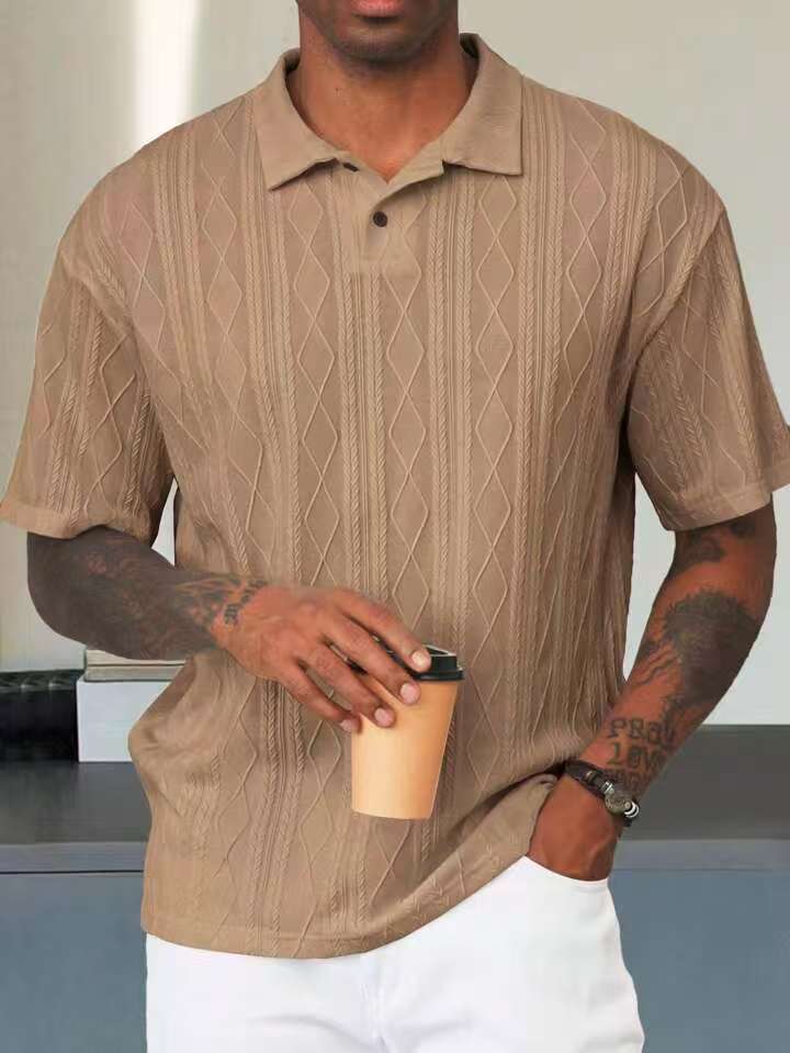 Herren Kurzarm Poloshirt mit strukturiertem Muster und modischem Kragen Aliams