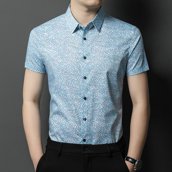 Herren Kurzarm-Hemd mit kunstvollem Grafikmuster Aliams