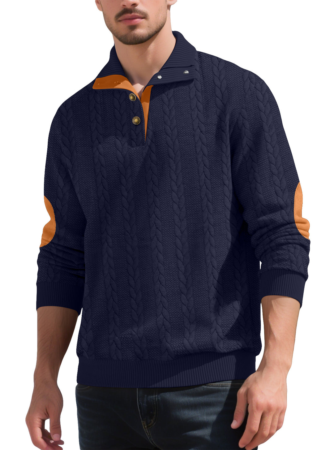 Herren hochwertiger Strickpullover mit modernen Kontrastdetails Aliams