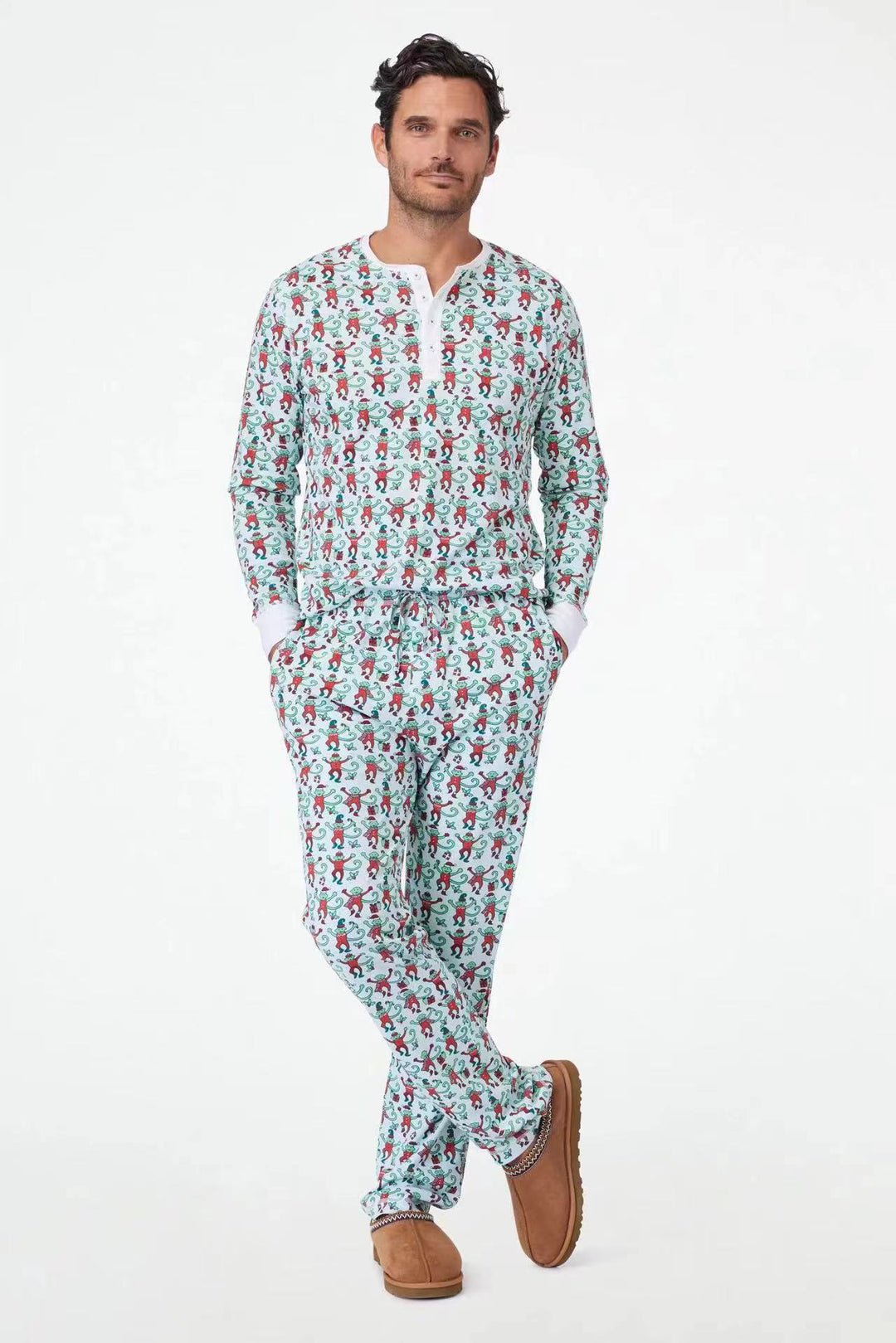 Herren Schlafanzug-Set mit frohem Muster und praktischen Taschen Aliams