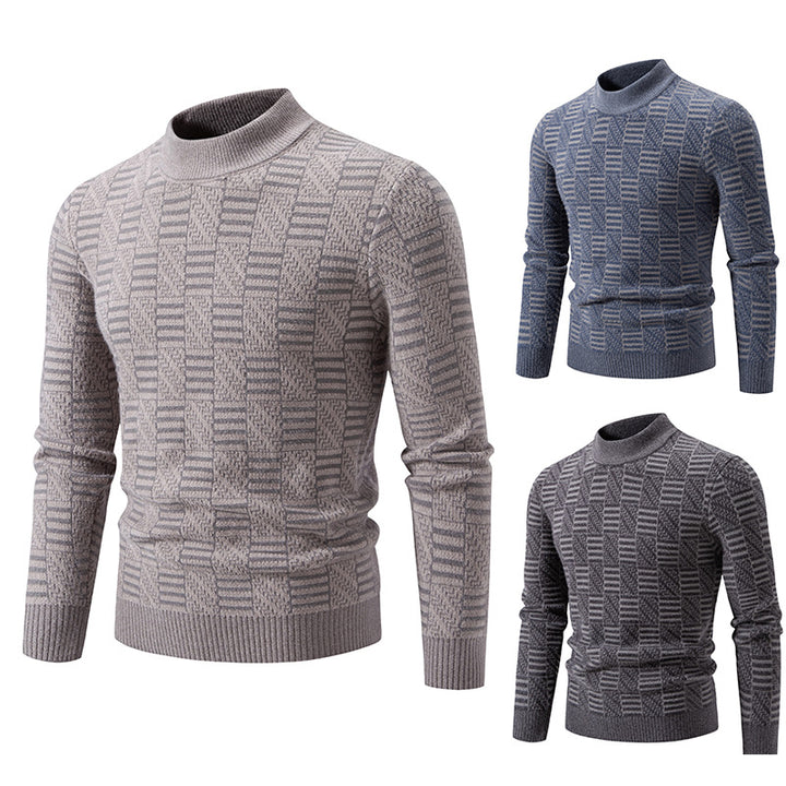 Herren Strickpullover mit strukturiertem Design und hohem Kragen Aliams