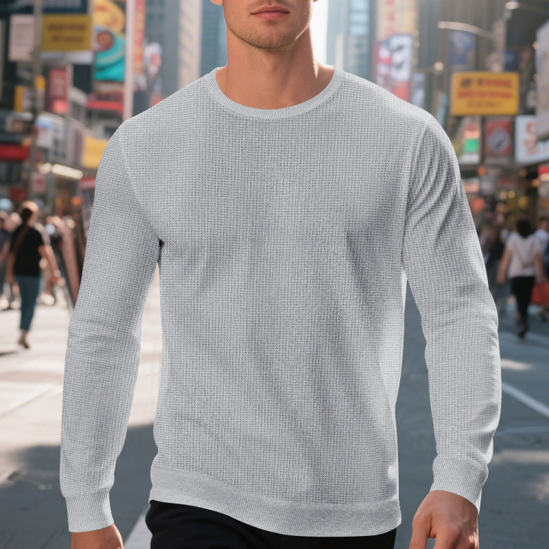 Herren komfortabler Langarmpullover aus atmungsaktivem Material und modernem Strukturdesign Aliams