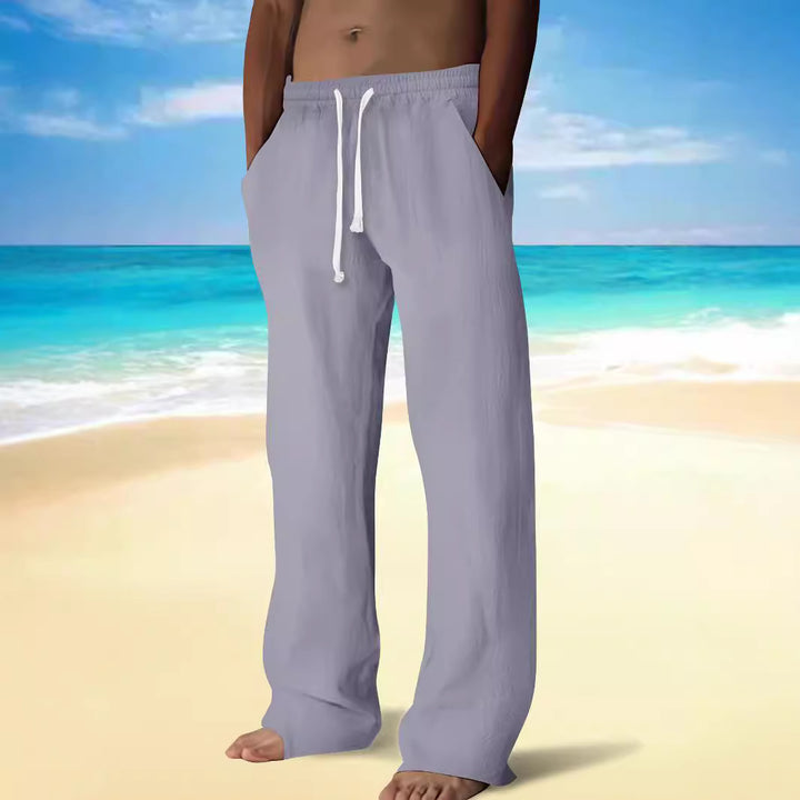 Herren bequeme Strandhose mit elastischem Bund und seitlichen Taschen Aliams