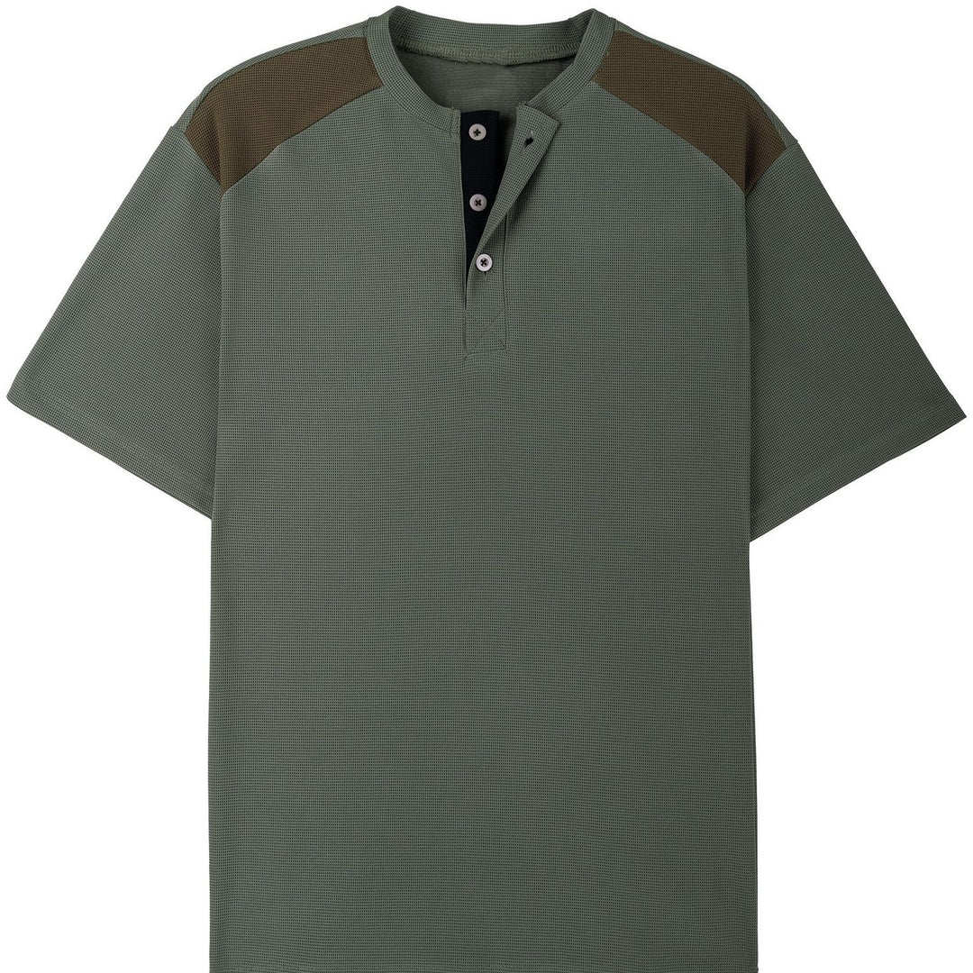 Herren Freizeit Henley-Shirt mit Mesh-Details Aliams