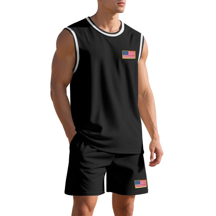 Herren Sportliches Trainingsset mit atmungsaktivem Mesh-Gewebe und modernen Flaggen-Details Aliams