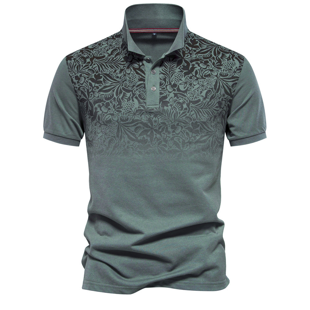 Herren Kurzarm Poloshirt mit floralen Mustern und modernen Designelementen Aliams