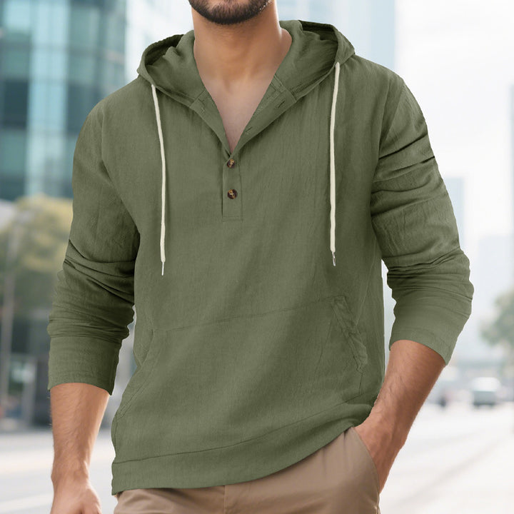 Herren Pullover mit Kapuze und Knopfleiste Aliams