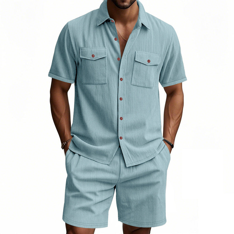 Herren Kurzarm Hemd und Shorts Set Aliams