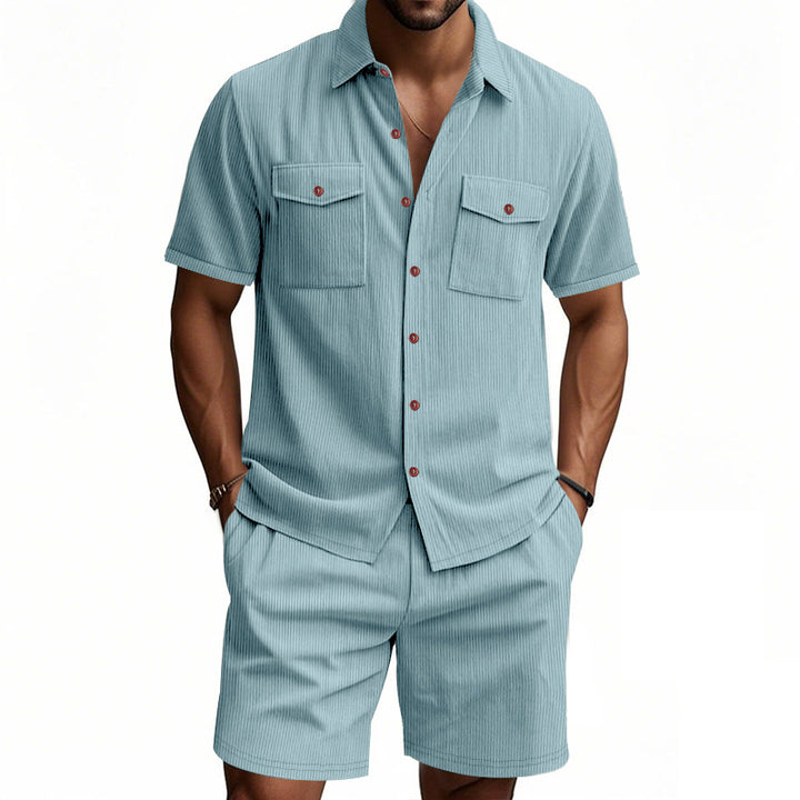 Herren Kurzarm Hemd und Shorts Set Aliams