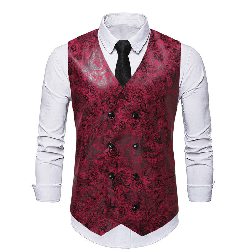 Herren elegante Weste mit floralem Design und Doppelreihe Aliams