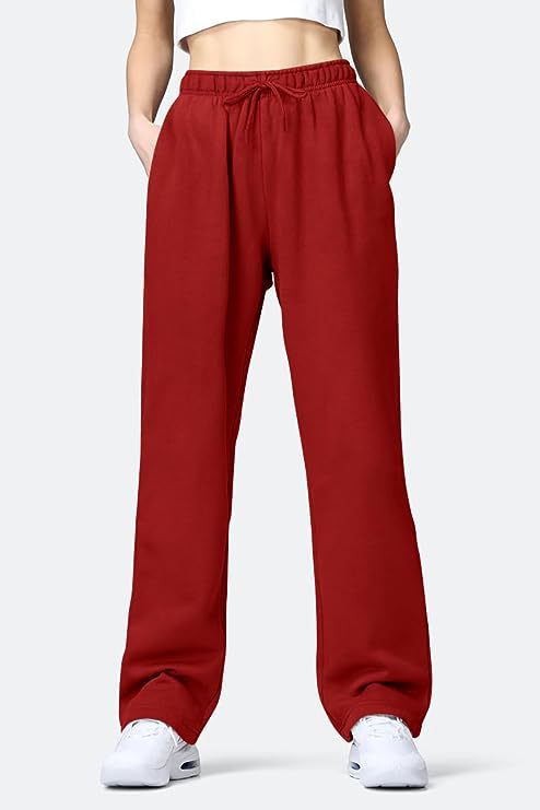 Damen Bequeme Freizeithose mit elastischem Bund und seitlichen Taschen Aliams