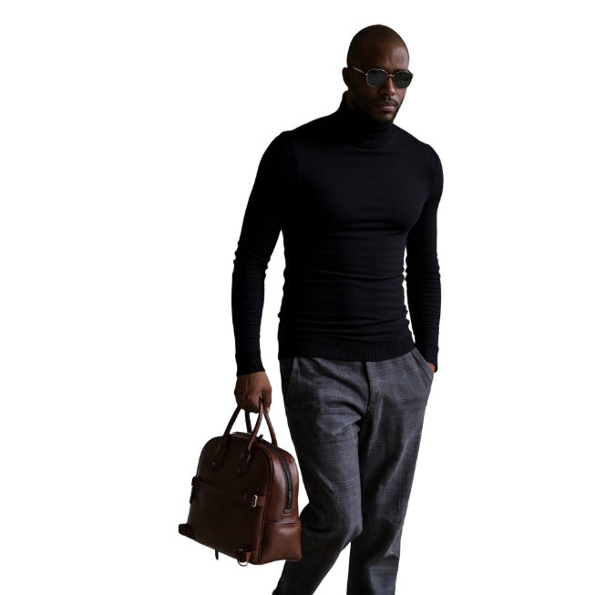 Herren rollkragen pullover mit feiner Struktur Aliams