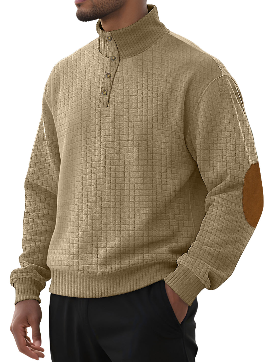 Herren Pullover mit strukturiertem Design und Knopfleiste Aliams