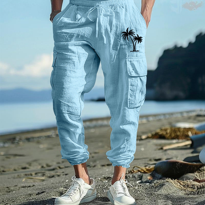 Herren Cargohose mit seitlichen Taschen und verstellbarem Bund Aliams