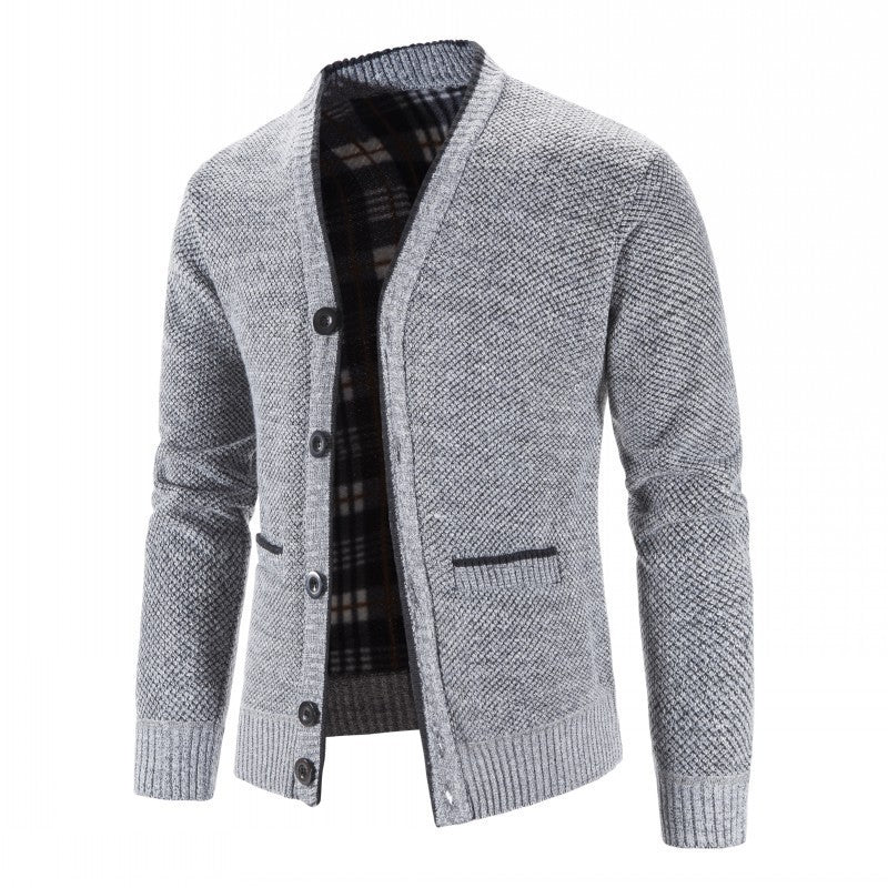 Herren Warm gefütterte Strickjacke mit modischem Schnitt Aliams