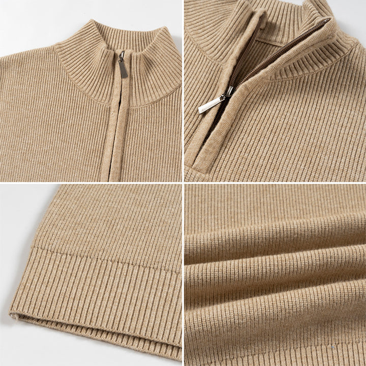 Herren Rollkragenpullover mit modernem Reißverschluss Aliams