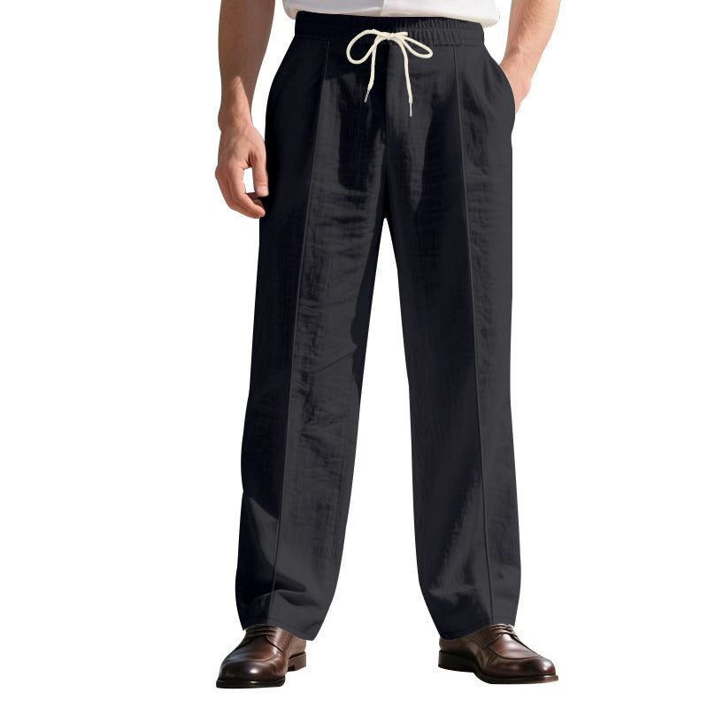 Herren elegante Freizeithose mit verstellbarem Kordelzug und atmungsaktiver Struktur Aliams