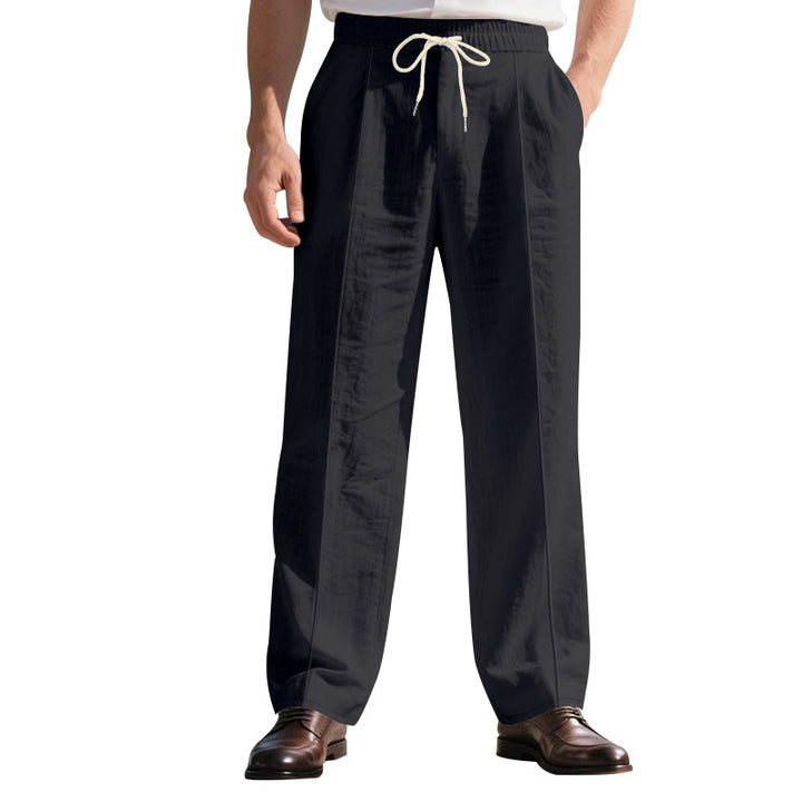 Herren elegante Freizeithose mit verstellbarem Kordelzug und atmungsaktiver Struktur Aliams