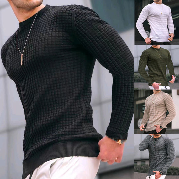 Herren strukturiertes Langarmshirt mit Rundhalsausschnitt Aliams