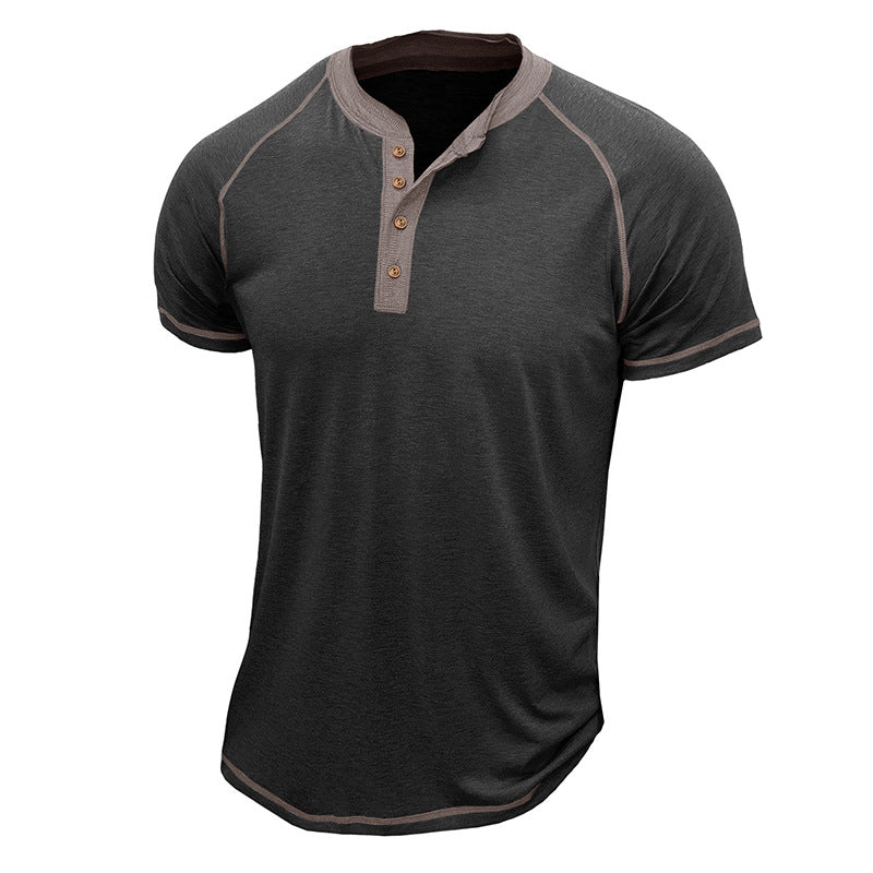 Herren Kurzarm Henley-Shirt mit Kontrastdetails und strapazierfähigem Stoff Aliams