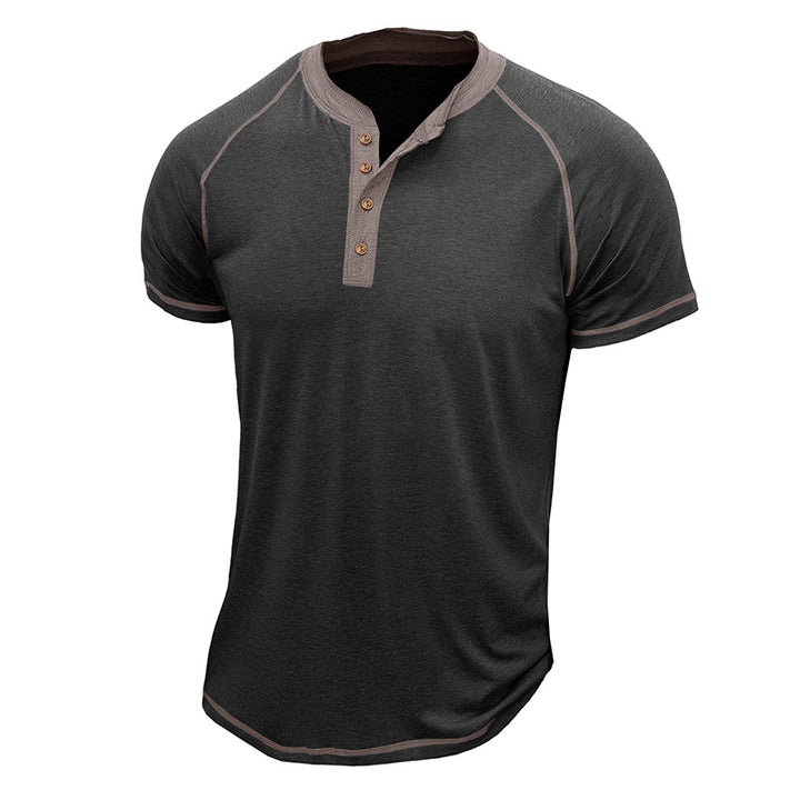 Herren Kurzarm Henley-Shirt mit Kontrastdetails und strapazierfähigem Stoff Aliams