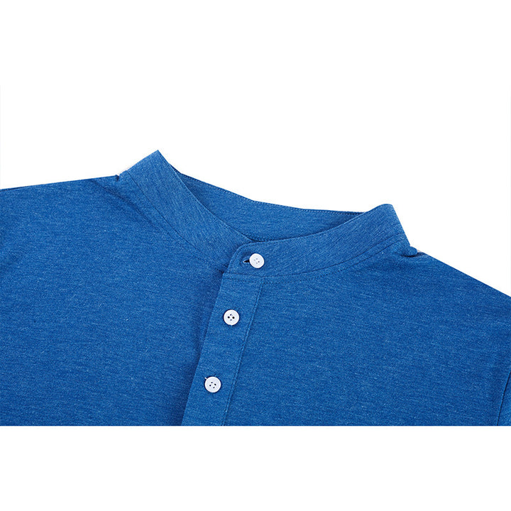 Herren Kurzarm-Henley-Shirt mit kontrastierendem Kragen und komfortabler Knopfleiste Aliams