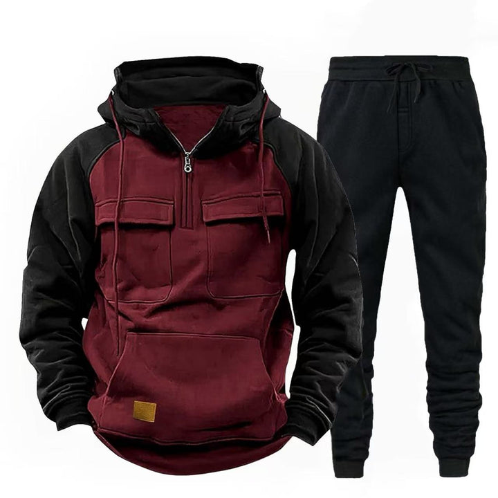 Herren funktionale Kapuzenjacke mit Reißverschluss und Jogginghose Aliams