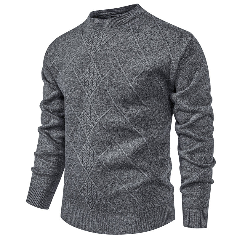 Herren Feiner Strickpullover mit strukturiertem Zopfmuster und Rundhalsausschnitt Aliams
