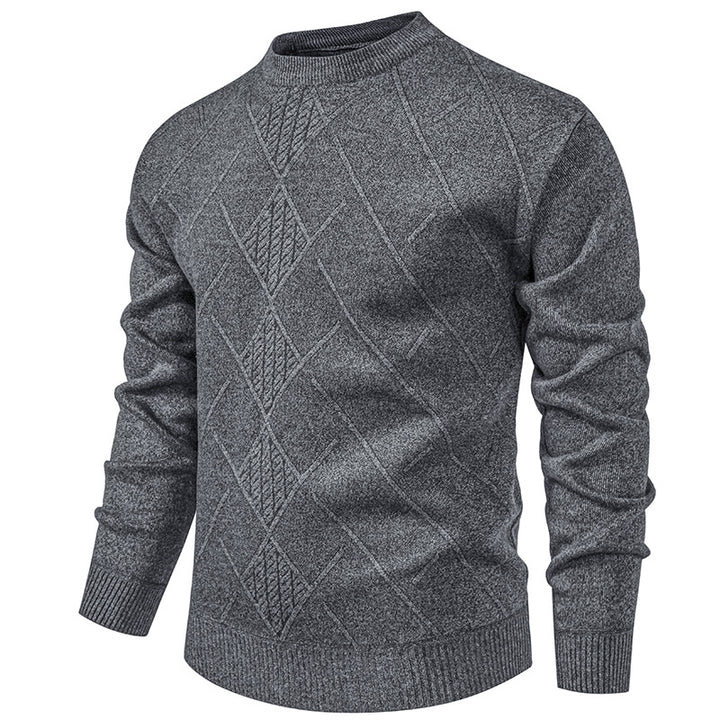 Herren Feiner Strickpullover mit strukturiertem Zopfmuster und Rundhalsausschnitt Aliams