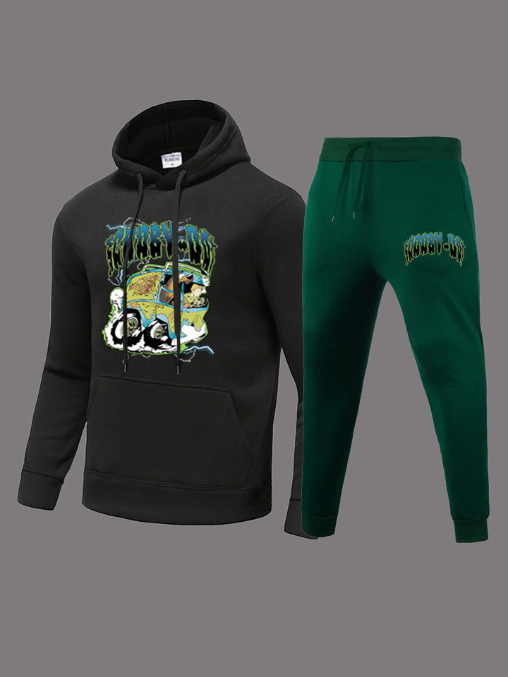Herren Hoodie- und Jogginghose-Set mit avantgardistischem Grafikdesign und bequemer Passform Aliams