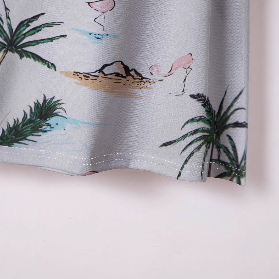 Herren Poloshirt mit tropischem Motiv und modernem Schnitt Aliams