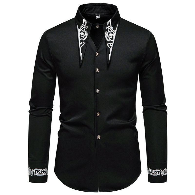 Herren elegante Langarmhemd mit kunstvollem Kragen Aliams