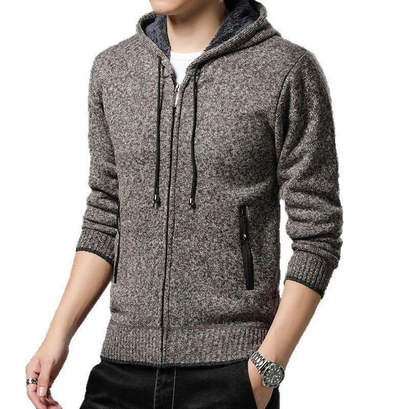 Herren bequeme Kapuzenjacke mit strukturiertem Innenfutter und Reißverschlusstaschen Aliams