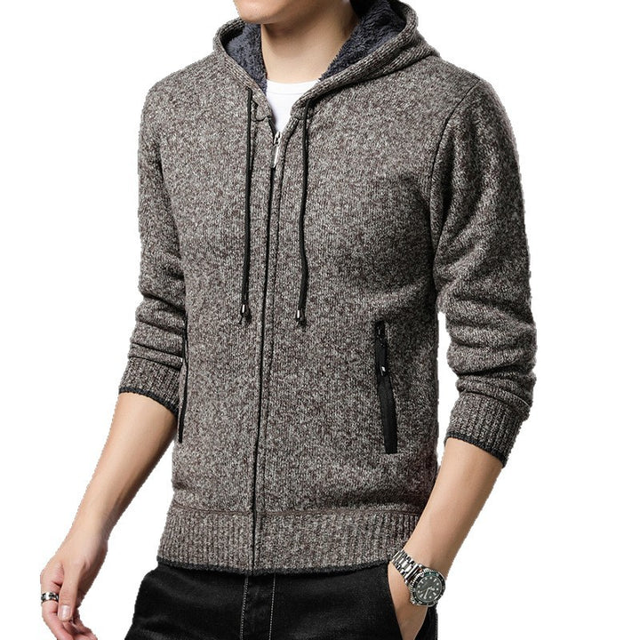 Herren bequeme Kapuzenjacke mit strukturiertem Innenfutter und Reißverschlusstaschen Aliams