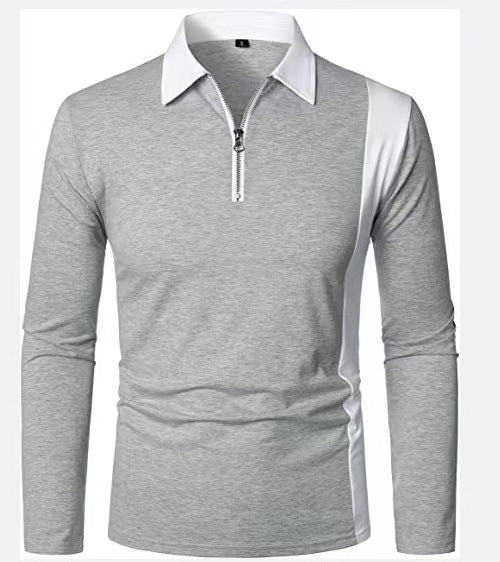 Herren sportliches Langarmshirt mit modernem Reißverschluss und stylischem Farbkontrast Aliams
