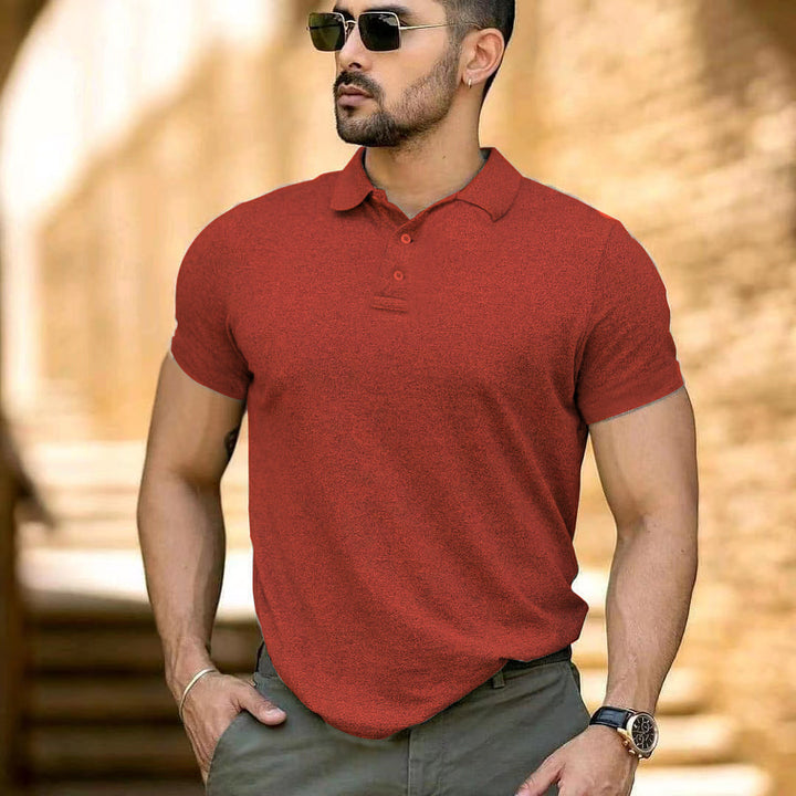 Herren sportliches Kurzarm-Polohemd aus atmungsaktivem Material mit klassischem Kragen Aliams