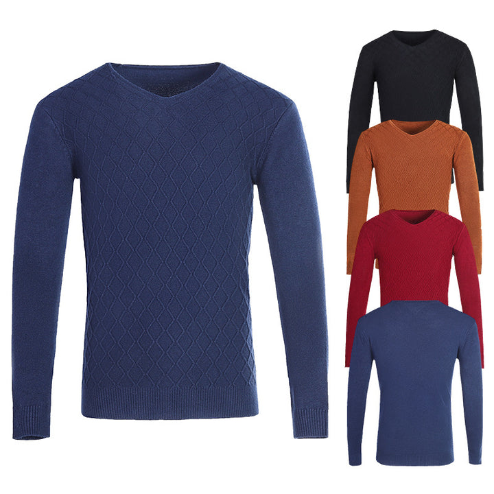 Herren V-Ausschnitt Pullover mit Strukturmuster Aliams
