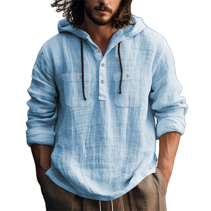 Herren Kapuzenhemd mit praktischen Taschen und modischem Knopfleisten-Design Aliams