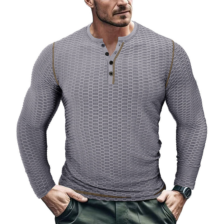 Herren Strukturierter Langarmshirt Aliams