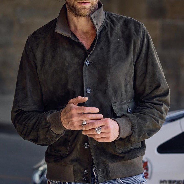 Herren elegante Wildlederjacke mit modernen Details Aliams