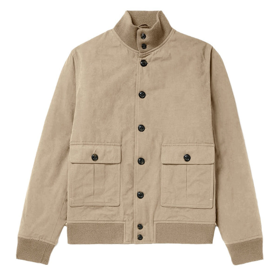 Herren elegante Wildlederjacke mit praktischem Kragen und aufgesetzten Taschen Aliams