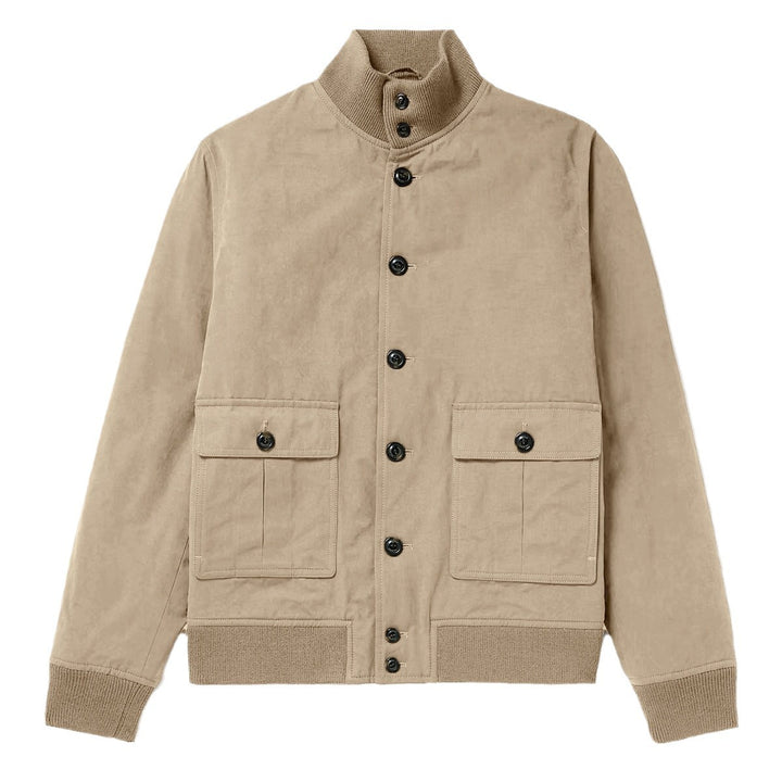 Herren elegante Wildlederjacke mit praktischem Kragen und aufgesetzten Taschen Aliams