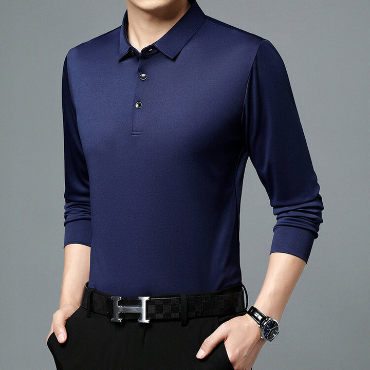 Herren atmungsaktives Langarm Poloshirt mit feuchtigkeitsregulierendem Material Aliams